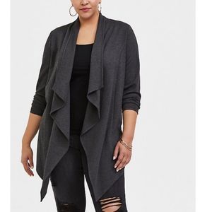 CABLE & GAUGE Charcoal Grey Waterfall Cardigan